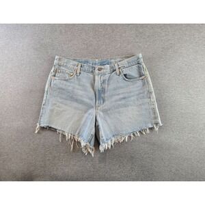Outerknown S.E.A. Jean Shorts Womens 31 Blue Generation Bermuda‎ Frayed Denim